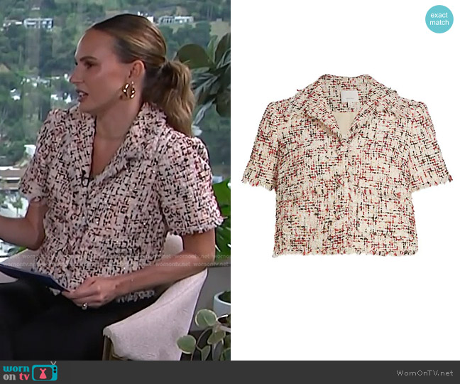 Cinq a Sept Saul Cropped Tweed Jacket worn by Keltie Knight on E! News