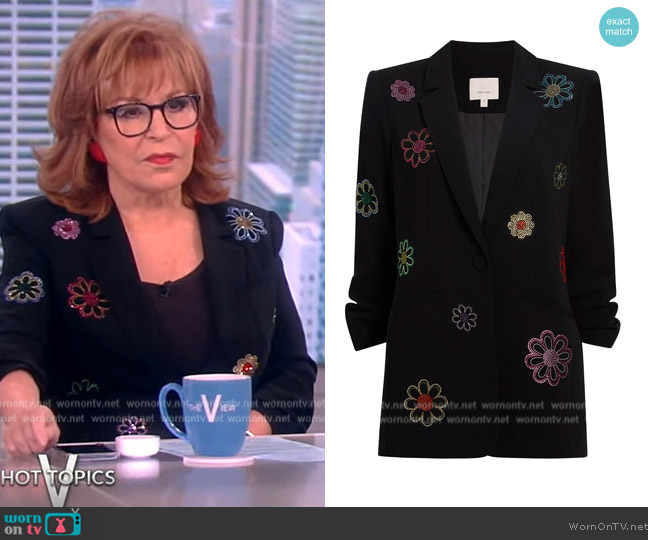 Cinq a Sept Coloured-florwers Crystal Blazer worn by Joy Behar on The View