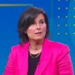 Claire Shipman’s fuchsia pink double breasted blazer on Good Morning America