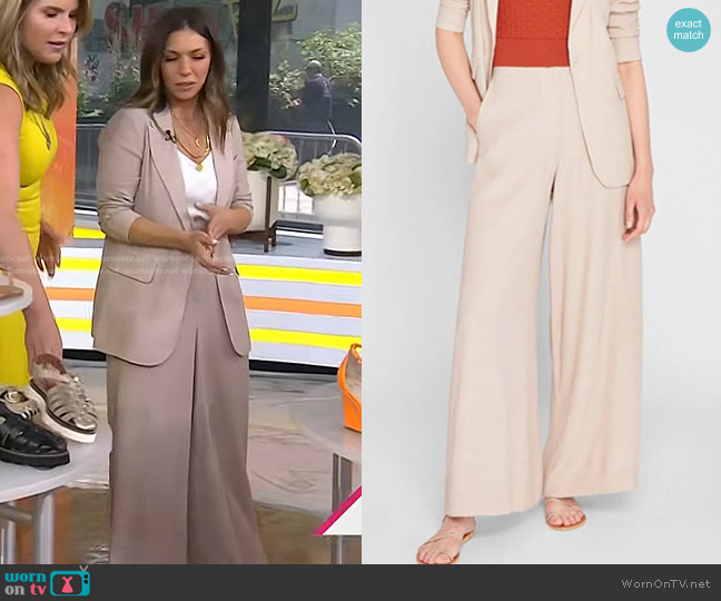 Club Monaco Crinkle Pant in Light Grey worn by Melissa Garcia on Today