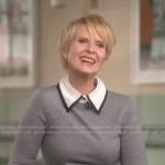 Cynthia Nixon’s grey collared sweater on Good Morning America