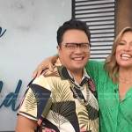 Dale Talde’s multicolor printed shirt on Access Hollywood