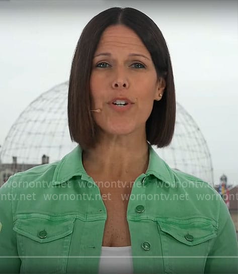 Dana Jacobson's green denim jacket on CBS Mornings