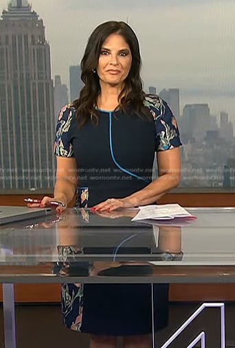 Darlene's navy floral panel dress on Today