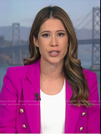 Deirdre's pink double breasted blazer on NBC News Daily