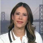 Deirdre’s white ribbed stripe-collar dress on NBC News Daily