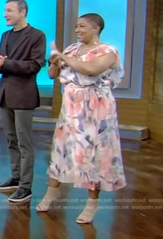 Deja Vu's floral ruffle dress on Live with Kelly and Ryan