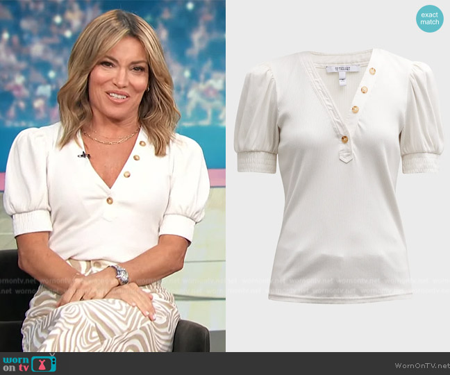 WornOnTV: Kit’s white puff sleeve top on Access Hollywood | Kit Hoover ...