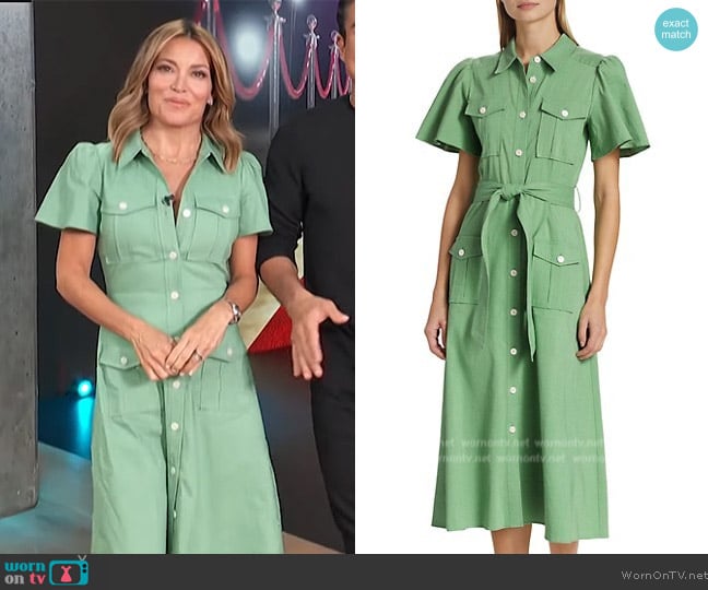 Derek Lam 10 Crosby Judy Belted Cargo Shirtdress worn by Kit Hoover on Access Hollywood