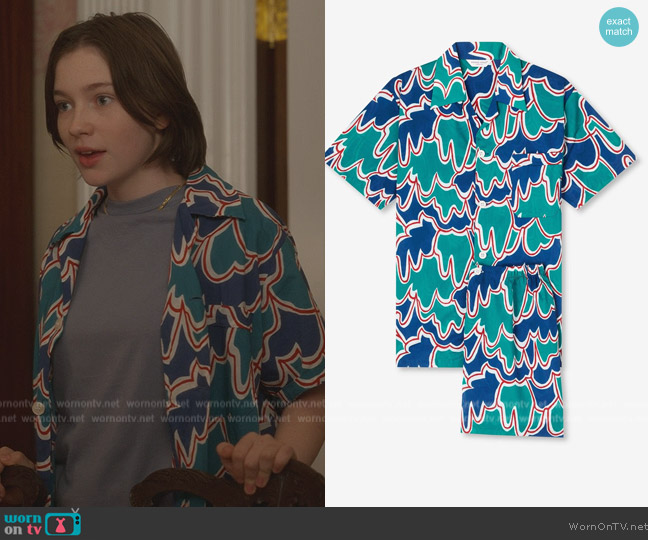 Derek Rose Ledbury 54 Blue Short Sleeve Pajamas worn by Rose / Rock Goldenblatt (Alexa Swinton) on And Just Like That