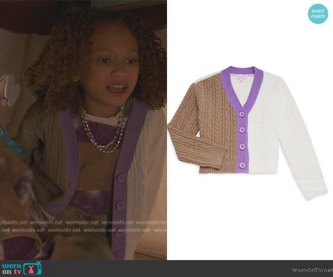 Design History Little Girl's & Girl's Cable Cardigan worn by Alice Baxter (Mykal-Michelle Harris) on Ravens Home