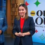 Eva’s red top and denim pant suit on Good Morning America