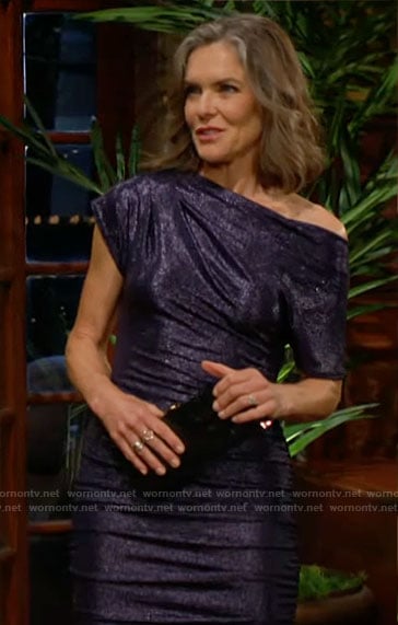 Diane's metallic navy blue dress on The Young and the Restless