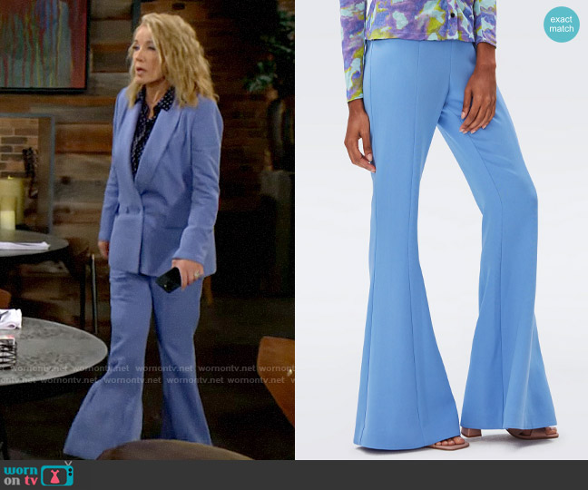 Diane von Furstenberg Barcelona Pants in Periwinkle worn by Nikki Reed Newman (Melody Thomas-Scott) on The Young and the Restless