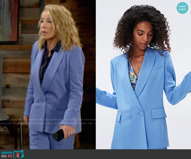 Diane von Furstenberg Salzburg Jacket in Periwinkle worn by Nikki Reed Newman (Melody Thomas-Scott) on The Young and the Restless