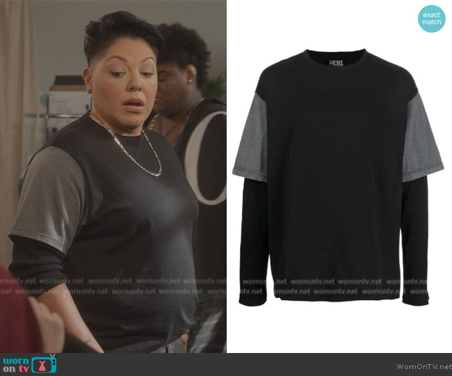 Diesel Panelled long-sleeved T-shirt worn by Che Diaz (Sara Ramirez) on And Just Like That