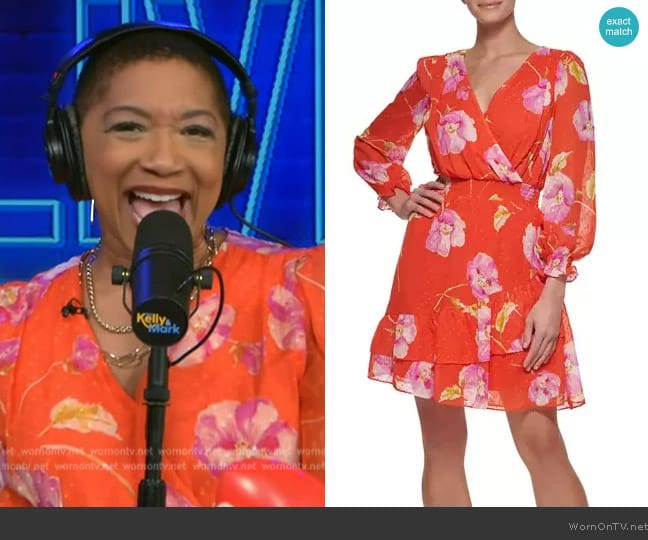 DKNY Blouson Sleeve Floral Wrap Dress worn by Deja Vu on Live with Kelly and Mark