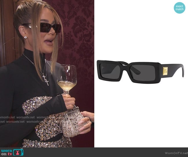 53mm Rectangle Sunglasses by Dolce and Gabbana worn by Khloe Kardashian (Khloe Kardashian) on The Kardashians