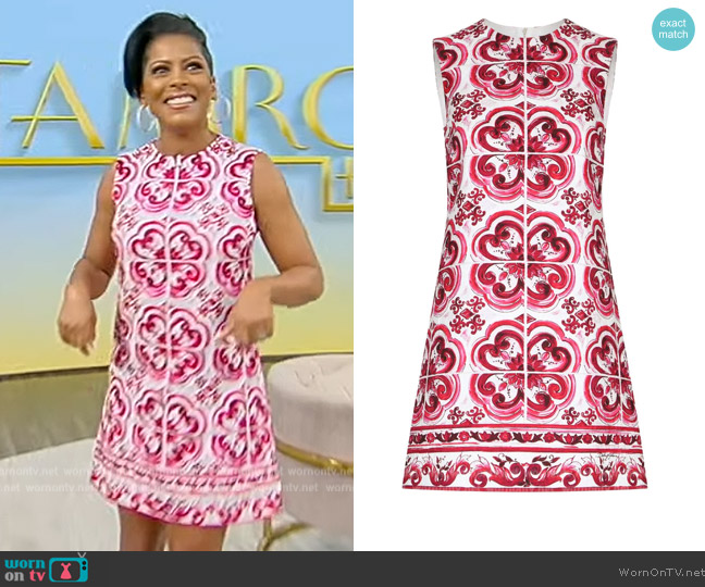 Dolce & Gabbana Majolica-print shift mini dress worn by Tamron Hall on Tamron Hall Show