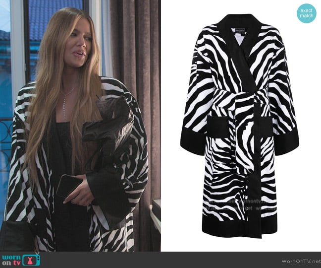 Dolce and Gabbana Zebra print bathrobe worn by Khloe Kardashian (Khloe Kardashian) on The Kardashians