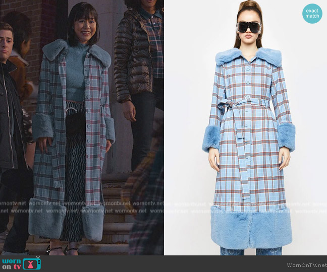 Dolls Kill Love Goes On Plaid Coat worn by Eleanor Wong (Ramona Young) on Never Have I Ever