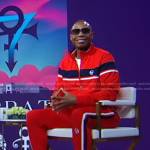 Doug E. Fresh’s red stripe track jacket and pants on Good Morning America