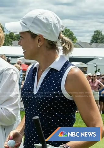 Dylan’s navy polka dot sleeveless top on Today