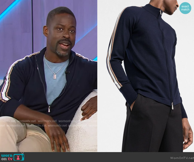 Eleventy Side stripe detail sweatshirt worn by Sterling Brown on The Kelly Clarkson Show