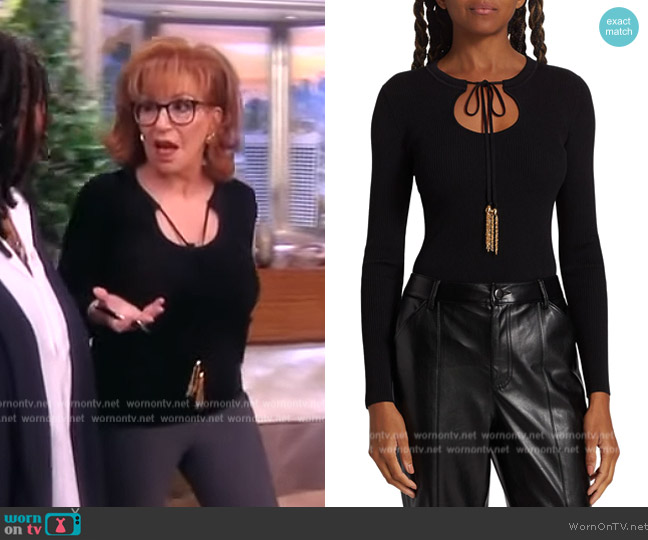 Elie Tahari Rib-Knit Self-Tie Tassel Sweater worn by Joy Behar on The View