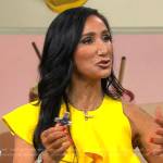 Elizabeth Werner’s yellow ruffled top on CBS Mornings