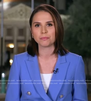 Elizabeth’s blue double breasted blazer on Good Morning America