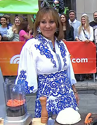 Elizabeth Heiskell's white and blue embroidered dress on Today