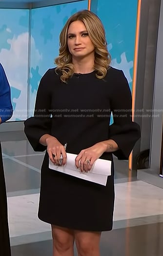 Ellison Barber’s black bell sleeve dress on NBC News Daily