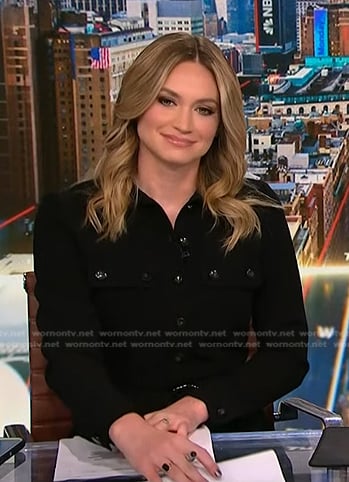 Ellison Barber’s black belted jumpsuit on NBC News Daily