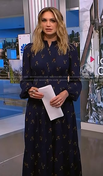 WornOnTV: Ellison Barber’s navy floral long sleeve dress on NBC News ...