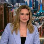 Ellison Barber’s blue double breasted linen blazer on NBC News Daily