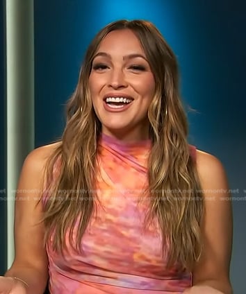 Emily’s pink tie dye sleeveless top on Access Hollywood