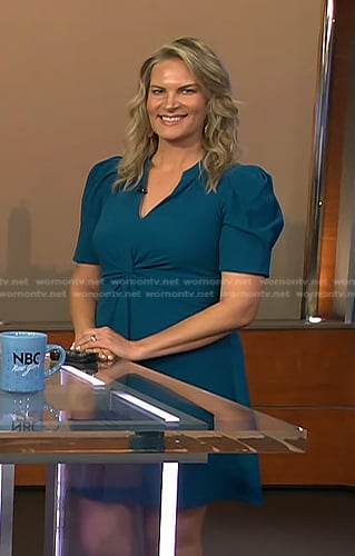 Emily West’s teal twist front dress on Today