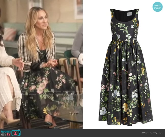 Erdem Linen-Silk Blend Sleeveless Dress worn by Sarah Jessica Parker on Good Morning America