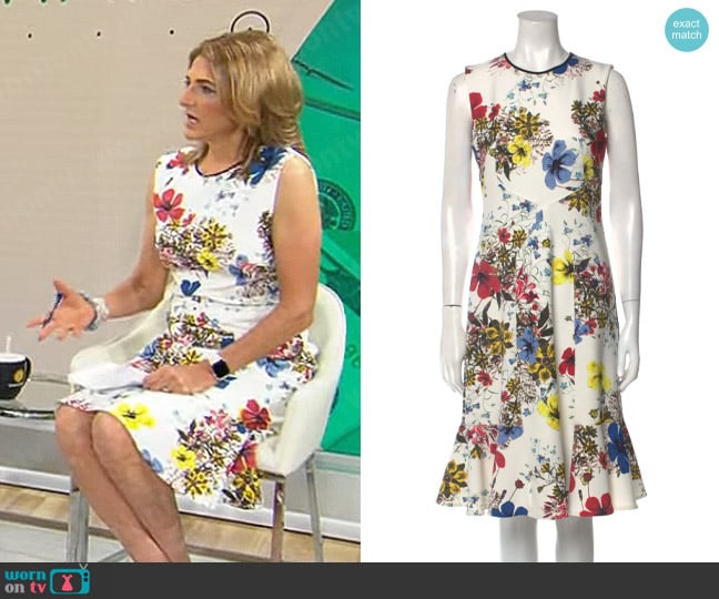 Erdem Floral Print Midi Dress worn by Jill Schlesinger on CBS Mornings