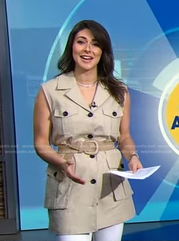 Erielle’s beige belted safari vest on Good Morning America