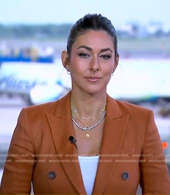 Erielle's orange double breasted blazer on Good Morning America