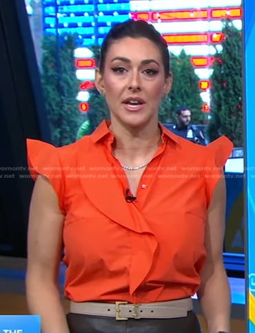 Erielle’s orange ruffle blouse on Good Morning America