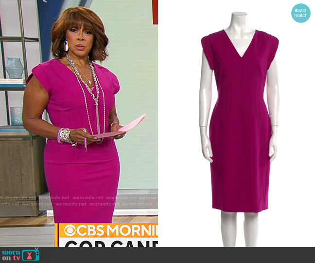 Escada Virgin Wool Knee Length Dress worn by Gayle King on CBS Mornings