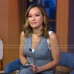 Eva’s grey vest and pants on Good Morning America