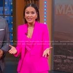 Eva's hot pink pant suit on Good Morning America