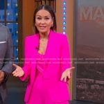 Eva’s hot pink pant suit on Good Morning America