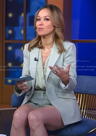 Eva's moss green blazer and shorts on Good Morning America