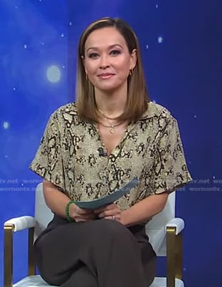 Eva’s snake print short sleeve top on Good Morning America