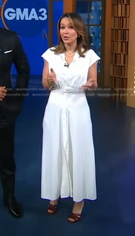 Eva’s white short sleeve shirtdress on Good Morning America